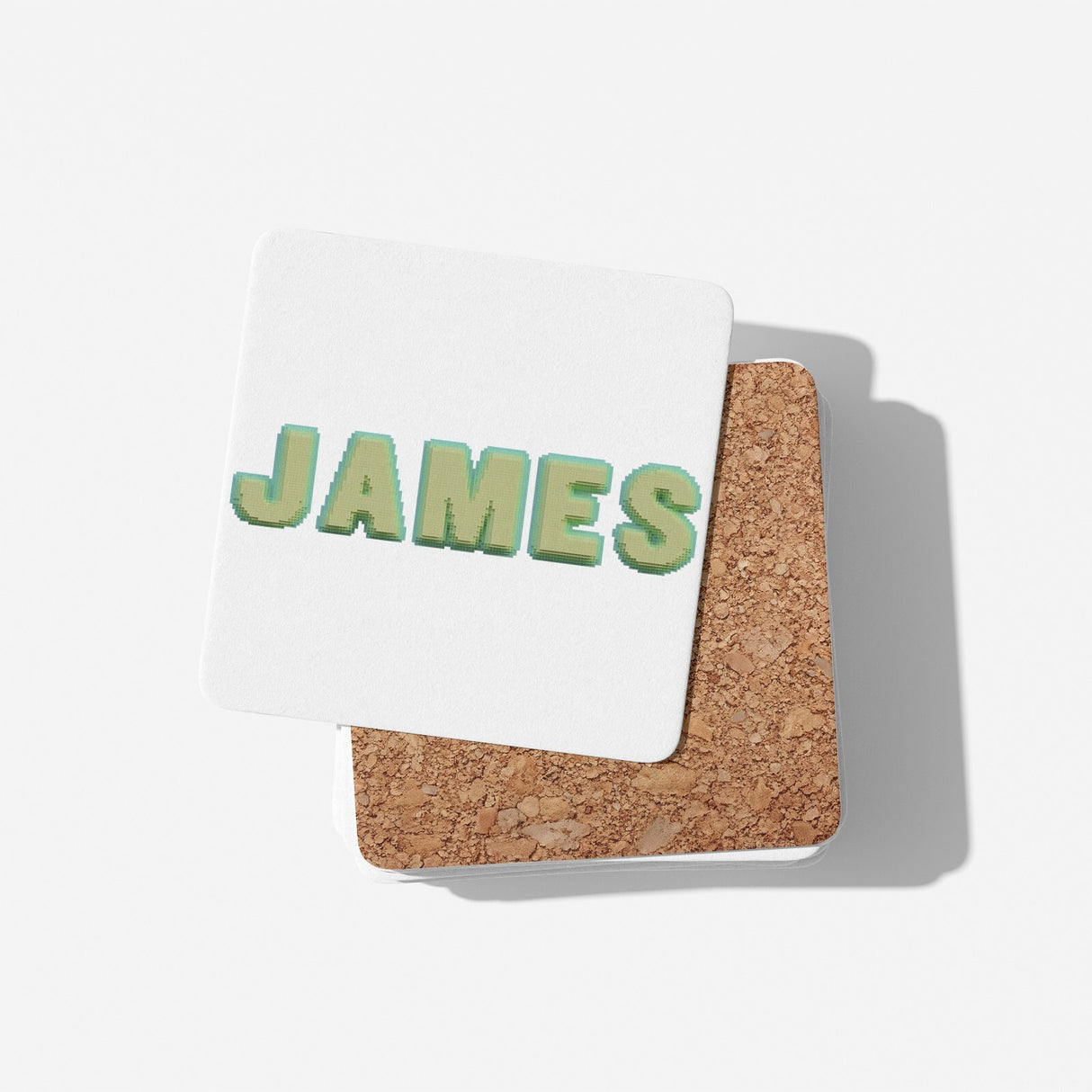 Personalised Any Name Bold Pixel 3D Novelty Coffee Tea Mug Coaster Gift Him Her