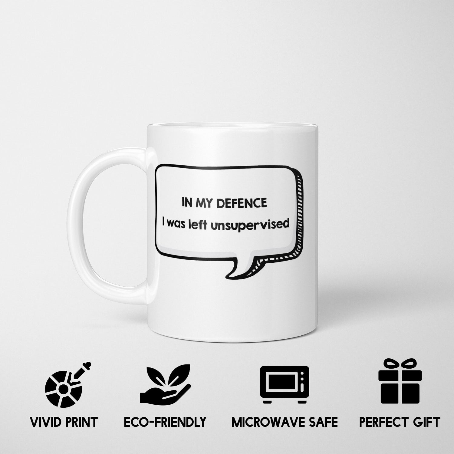 In My Defence Rude Cheeky Funny Gift Coffee Tea Mug + Coaster Option For Him Her