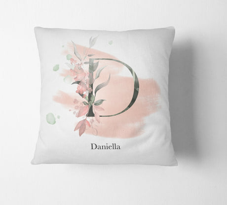Personalised Gentle Blush Floral Pink Name Monogram Cushion Cover Case & Insert