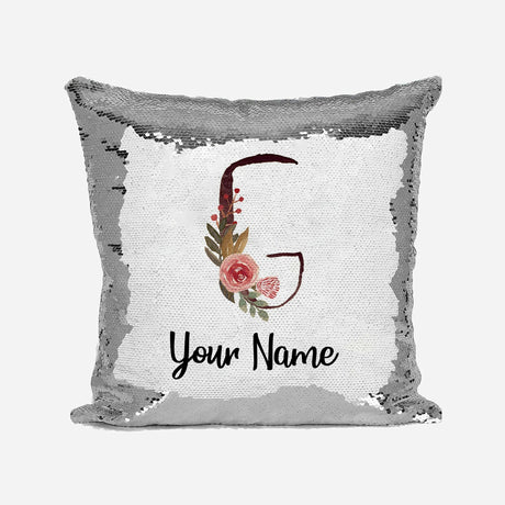 Personalised Floral Watercolour Effect Alphabet Sequin Magic Cushion + Pillow