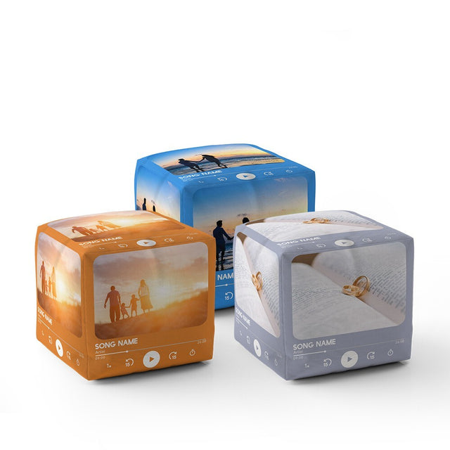 Upload Your Photo Music Player Custom Ottoman Filled Pouffe Inc Washable Cover