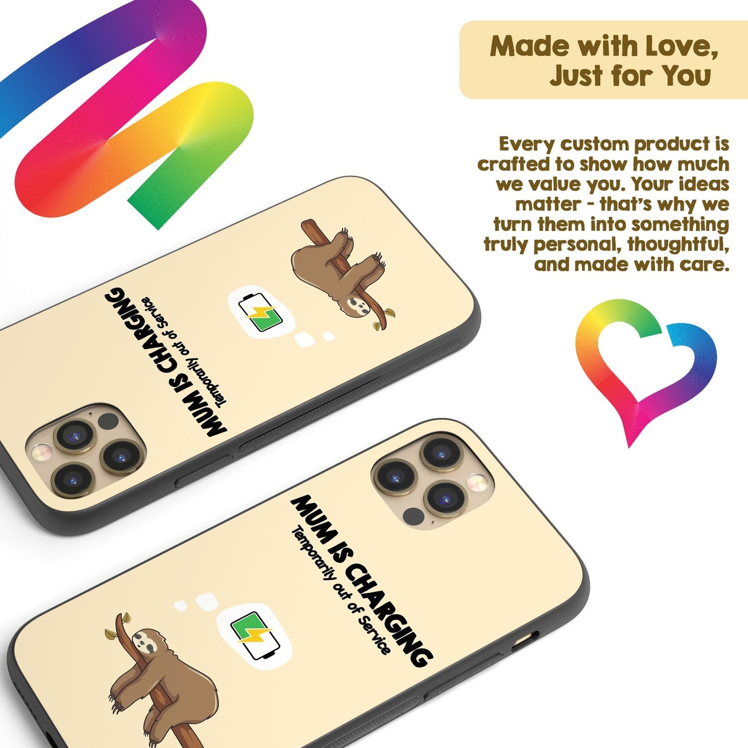 Mum Is Charging Funny Animal Personalised Custom Cover Printed iPhone Black Case