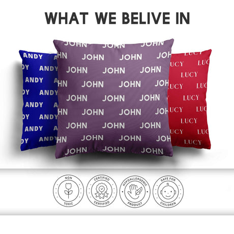 Personalised Any Name Customised Text Coloured Soft Square Filled Cushion Throw