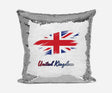 Personalised Name Shiny Sequin Magic UK Flag Cushion Cover + Pillow