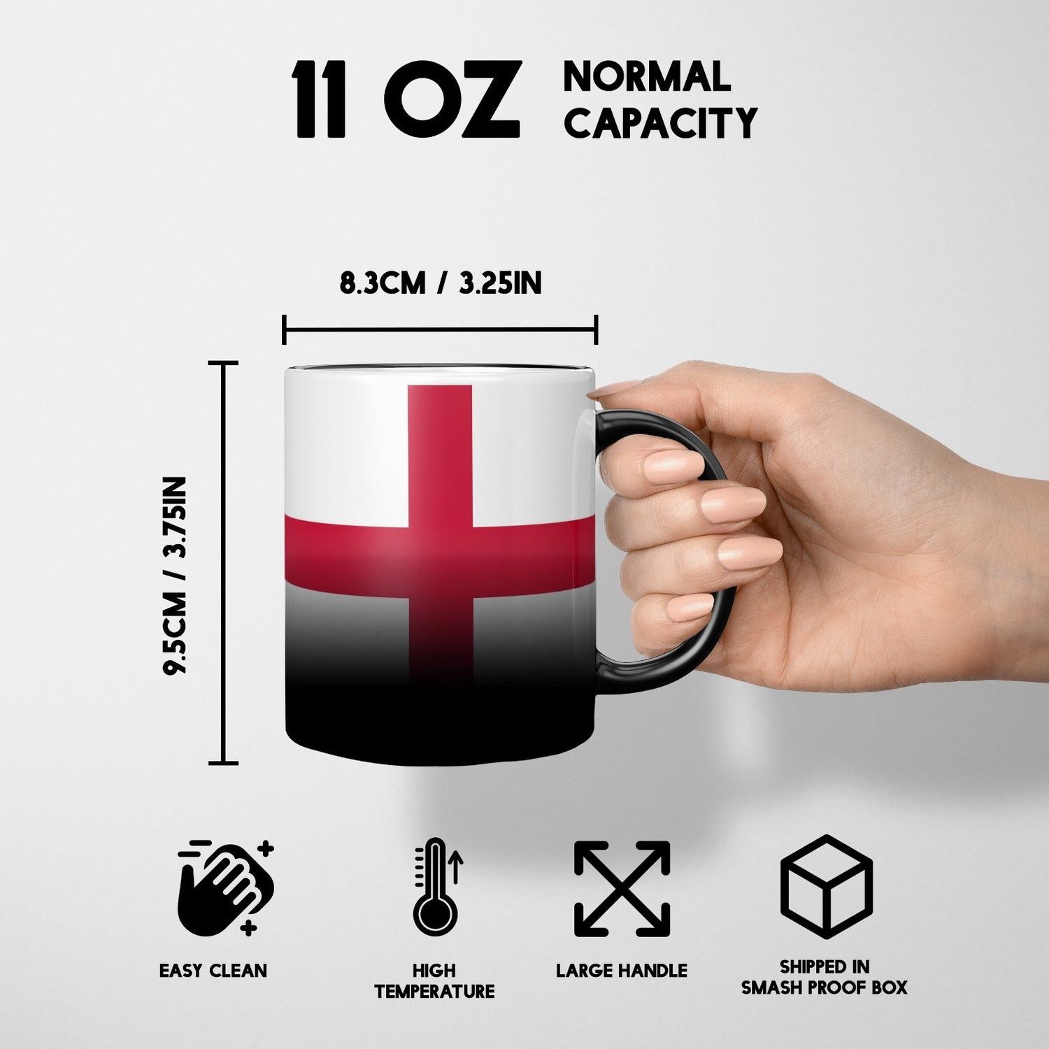 England Flag St George's Cross Heat Sensitive Magic Colour Changing Novelty Mug