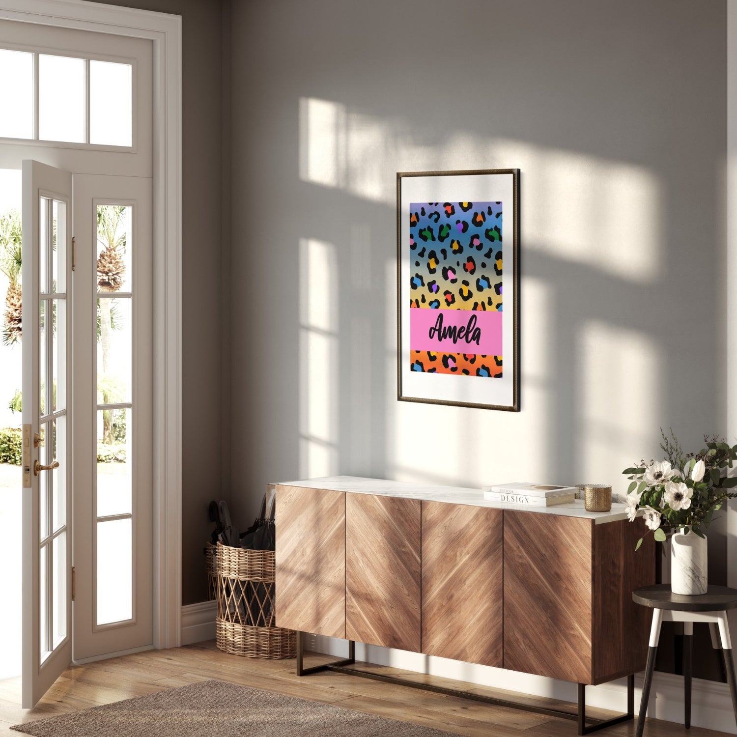 Personalised Custom Leopard Print Multi Name Colour Wall Art Poster Print Decor