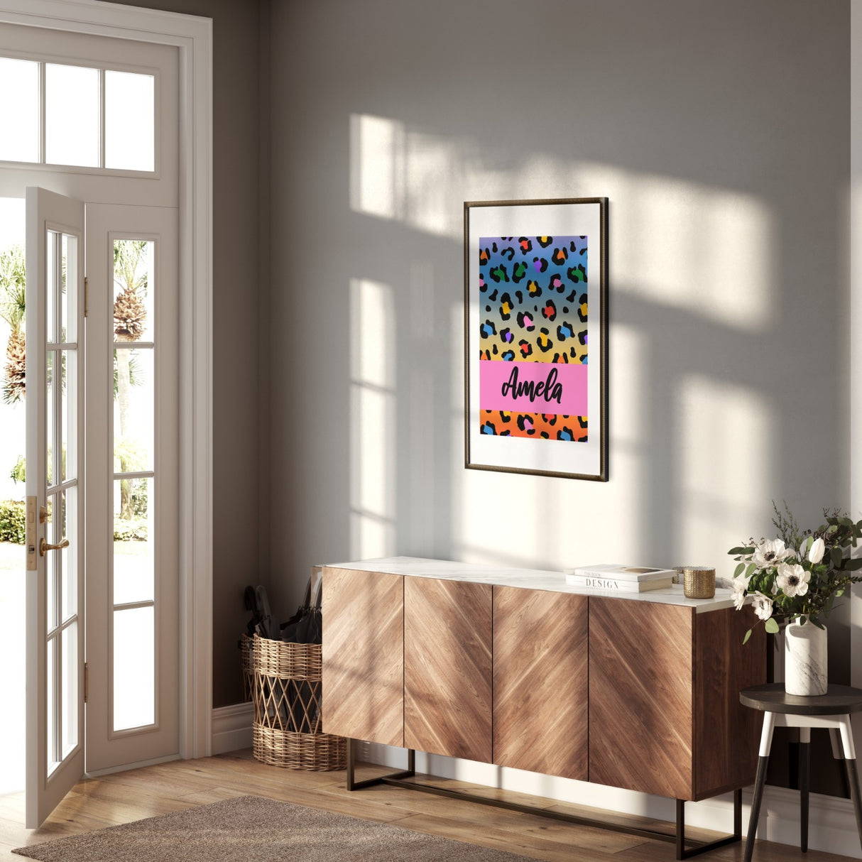 Personalised Custom Leopard Print Multi Name Colour Wall Art Poster Print Decor