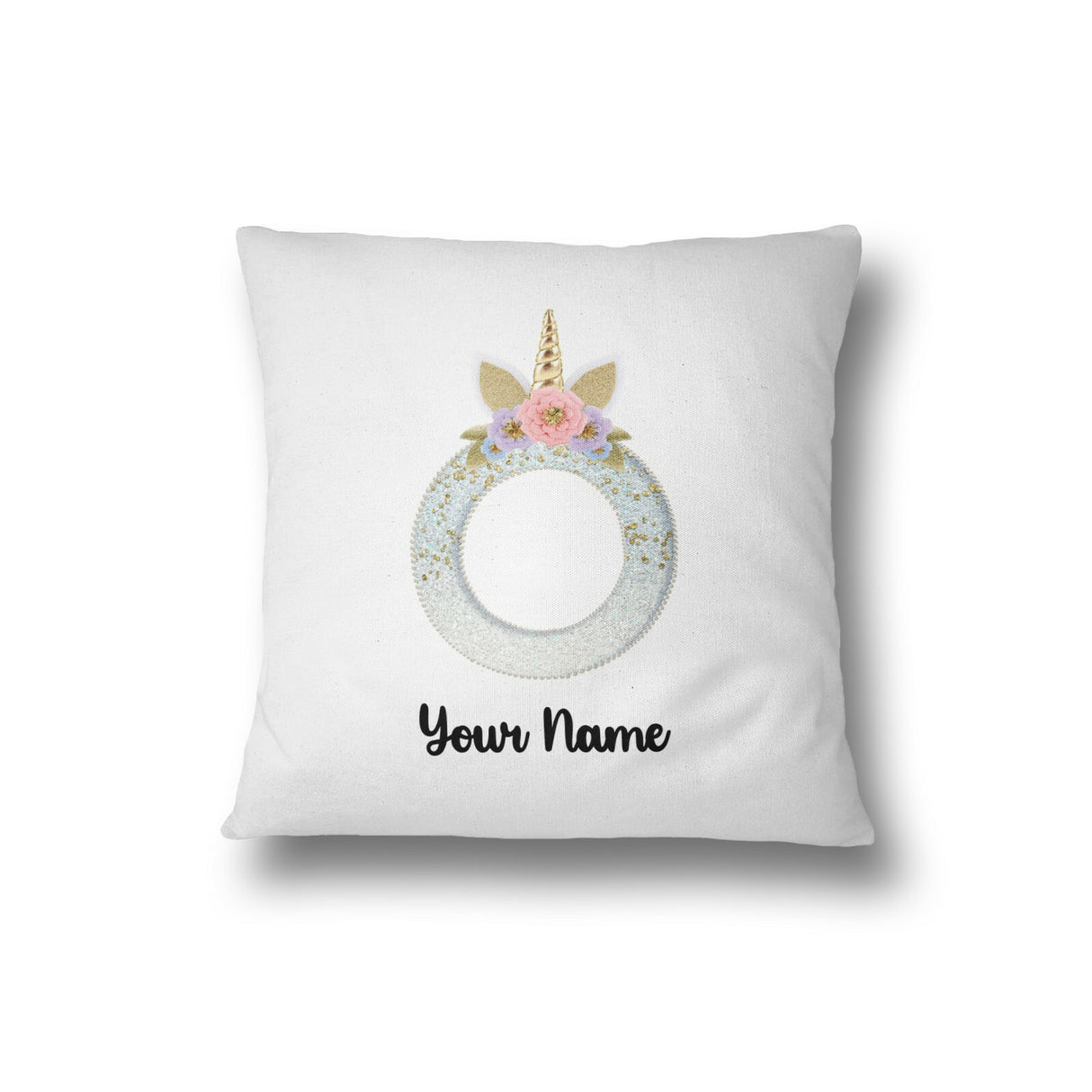 Personalised Unicorn Sparkly Kids Girls Monogram Alphabet Initial Letter Cushion