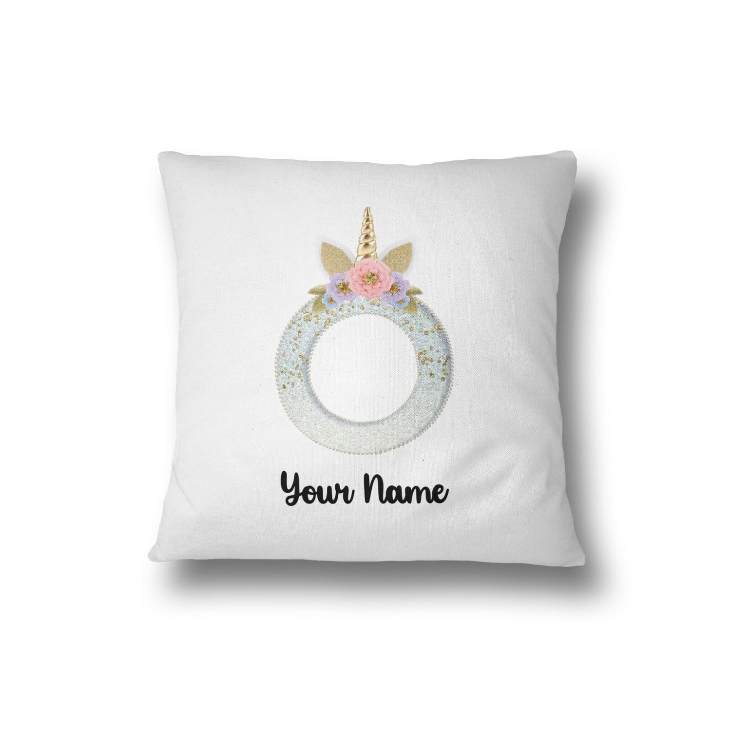 Personalised Unicorn Sparkly Kids Girls Monogram Alphabet Initial Letter Cushion