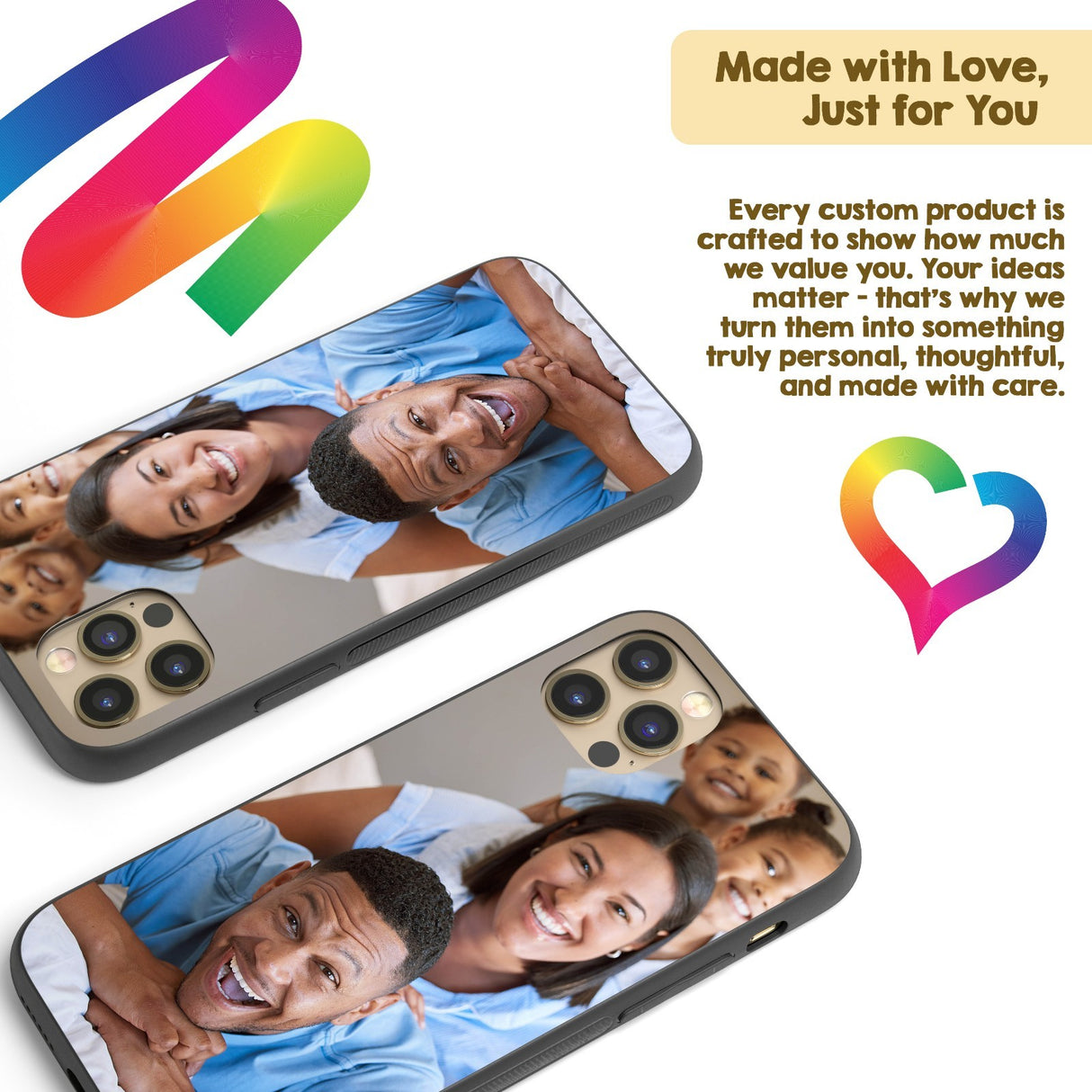 Upload Your Own Photo Design Personalised Printed iPhone Black Case Custom Made