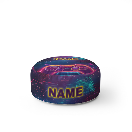 Personalised Name Gamer Gaming Controller Ottoman Filled Pouffe Washable Cover