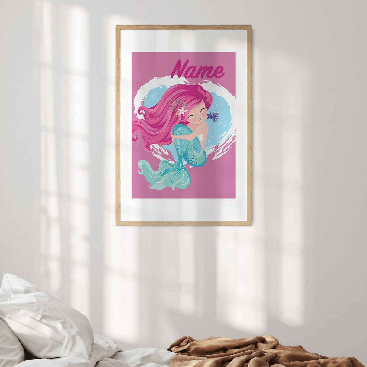 Personalised Custom Name Mermaid Wall Art Picture Poster Quantity Print Decor