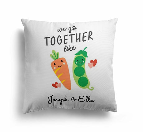 We Go Together Peas + Carrots Valentines Love Cheeky Square Filled Cushion Decor