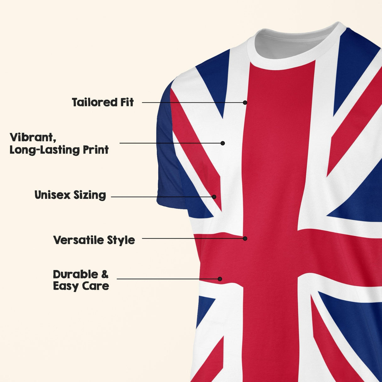 Custom GB Union Jack Flag All-Over Printed Unisex T-Shirt Patriotic Tee Gift