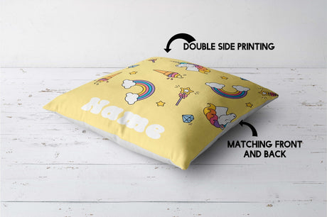 Personalised Custom Name Colour Unicorn Ice Cream Square Fill Zip Cushion Throw