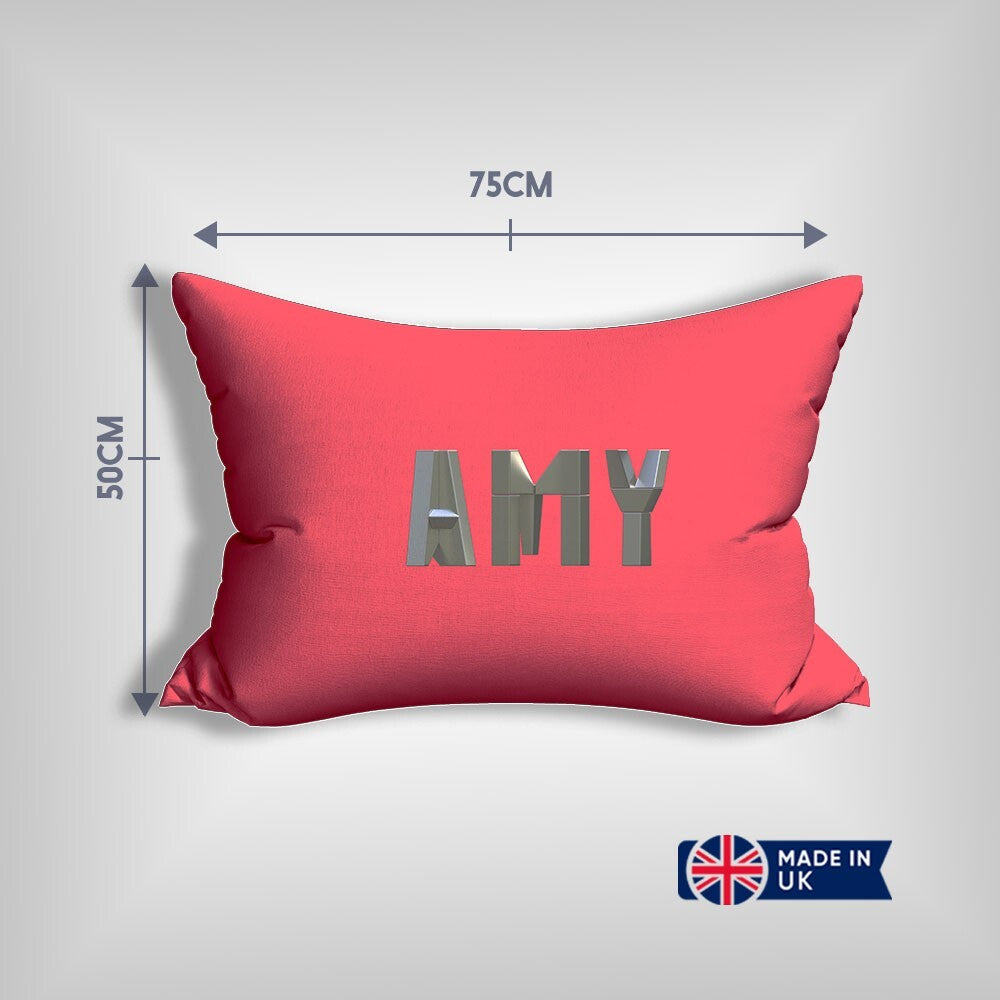 Personalised Geometal 3D Name Print Customised Printed Soft Pillowcase Pillow