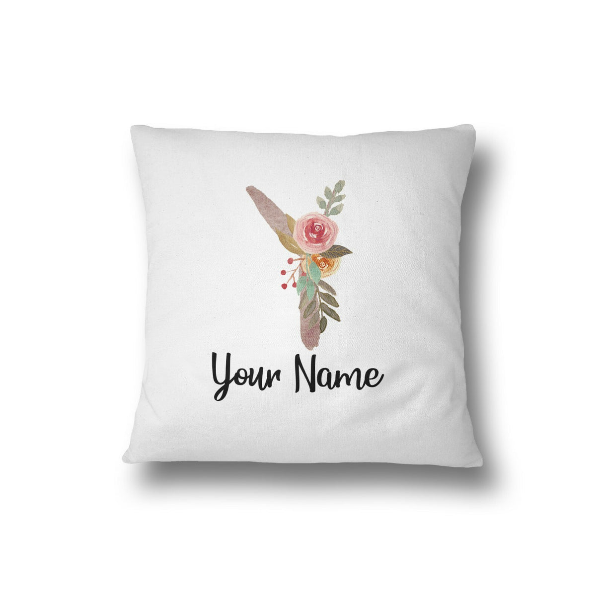 Personalised Floral Watercolour Hand Paint Effect Alphabet Floral Name Cushion