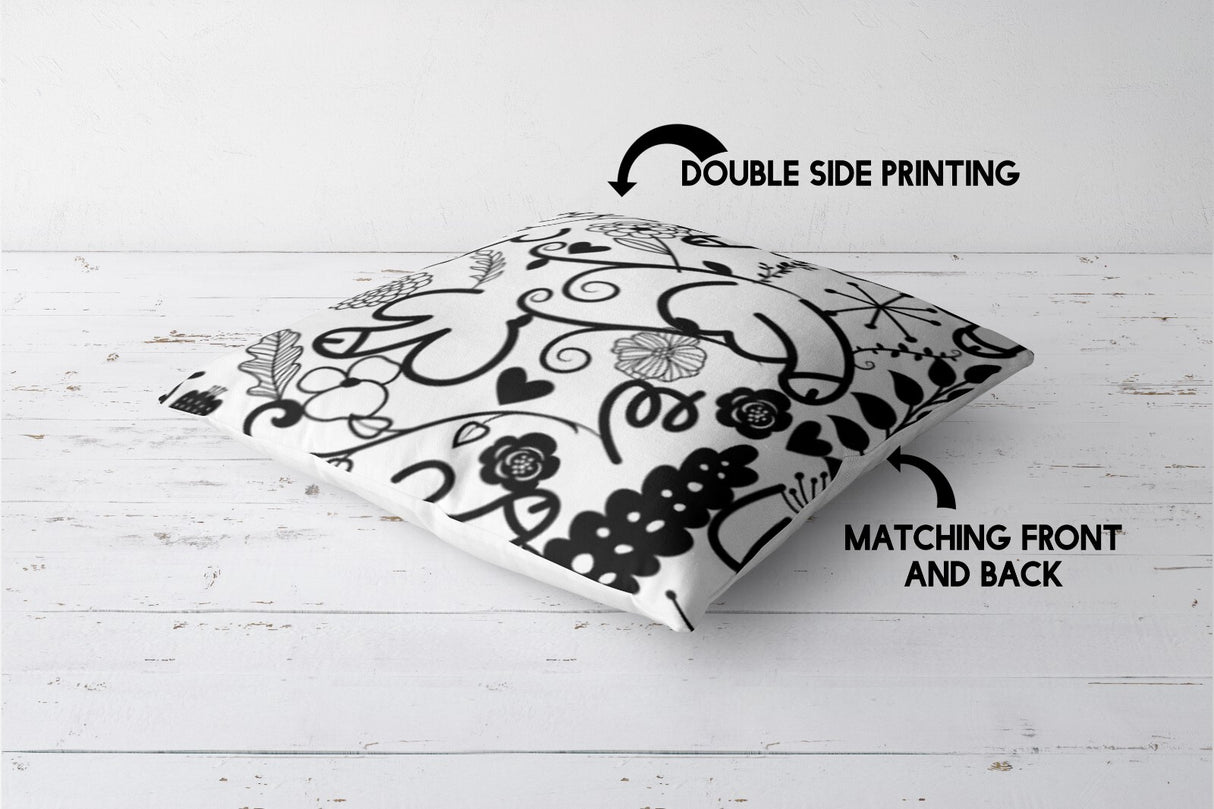 Floral Willy Pattern Rude Funny Novelty Custom Square Filled Cushion Decor Gift