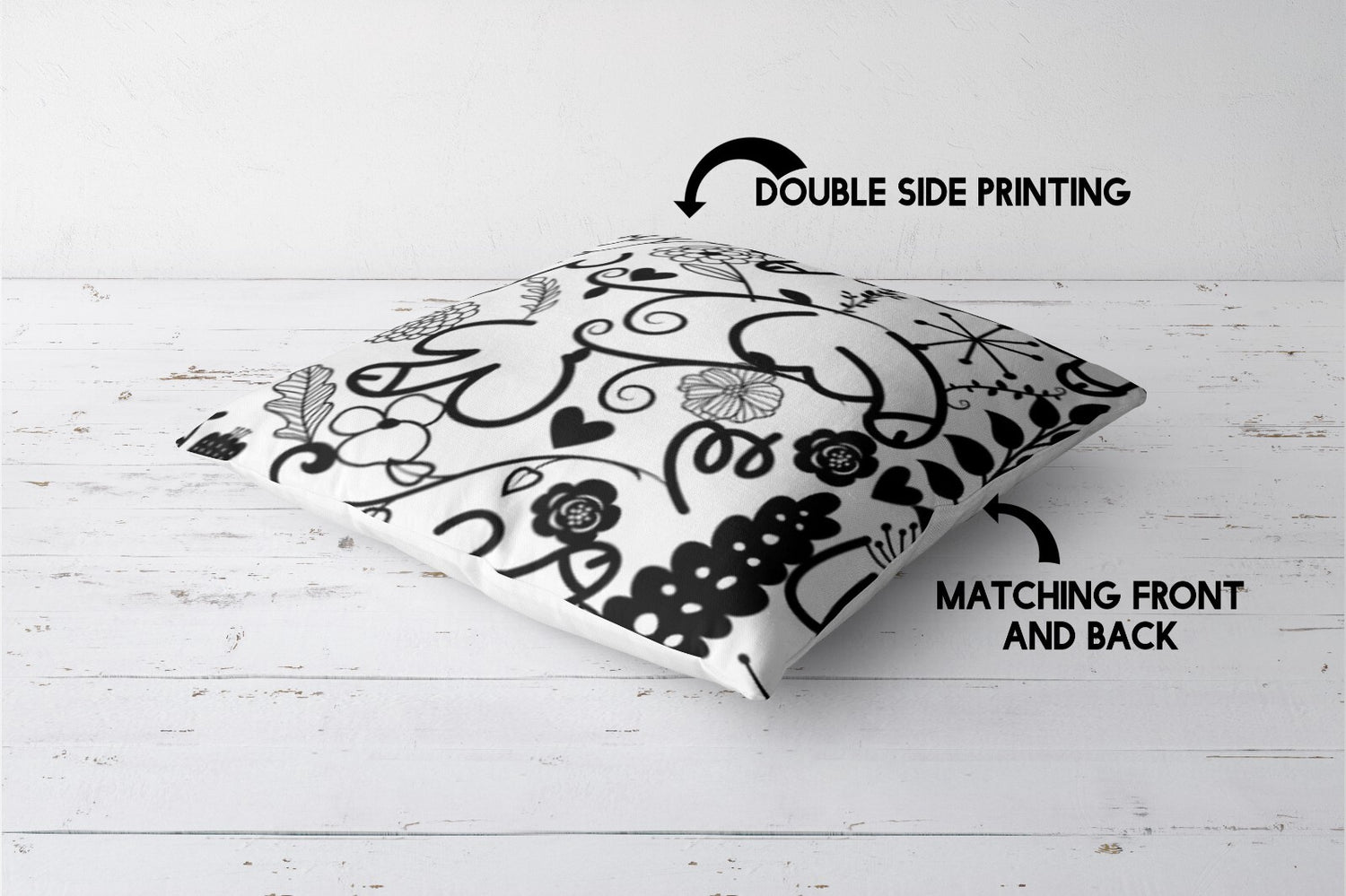 Floral Willy Pattern Rude Funny Novelty Custom Square Filled Cushion Decor Gift