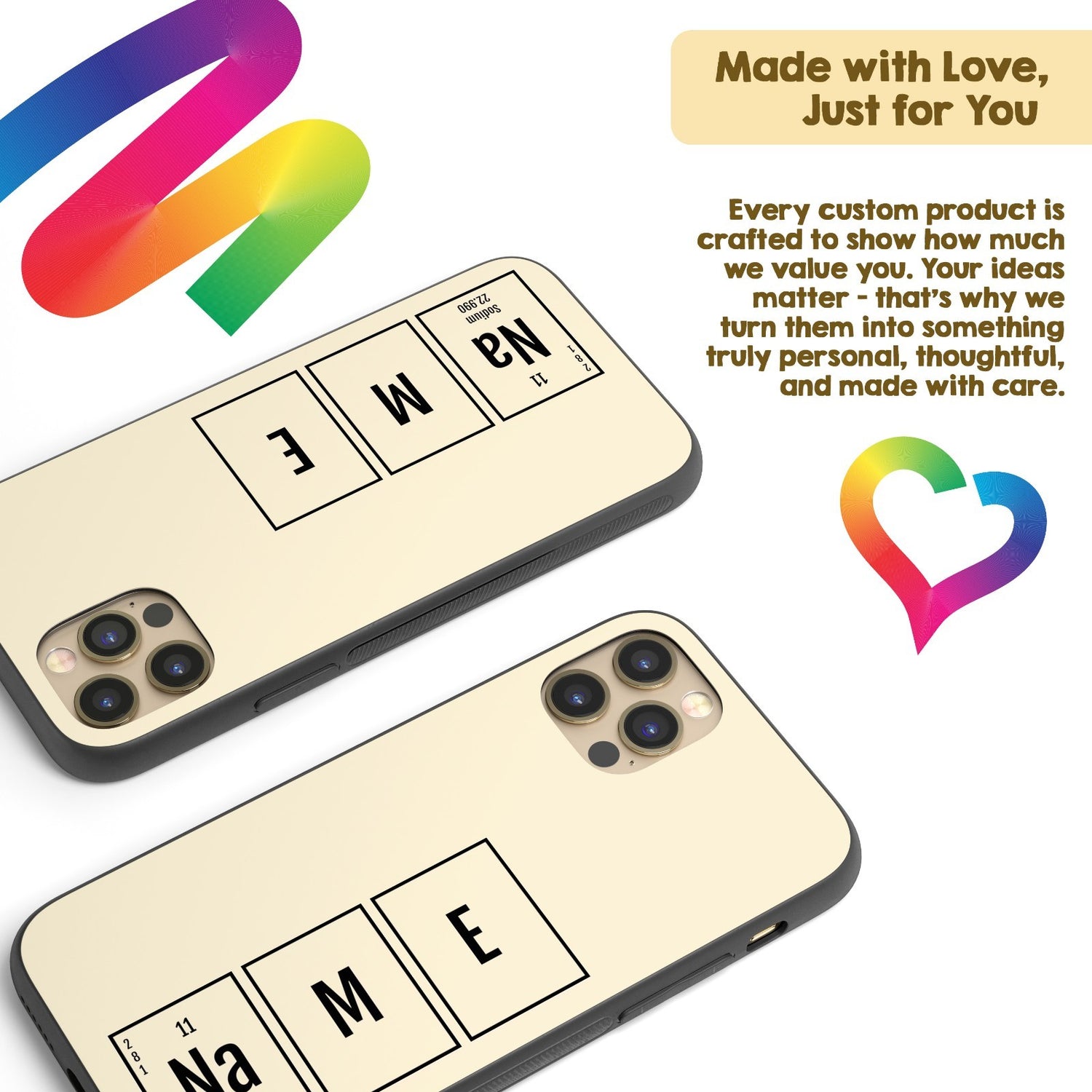 Science Chemistry Alphabet Name Personalised Custom - Printed iPhone Black Case