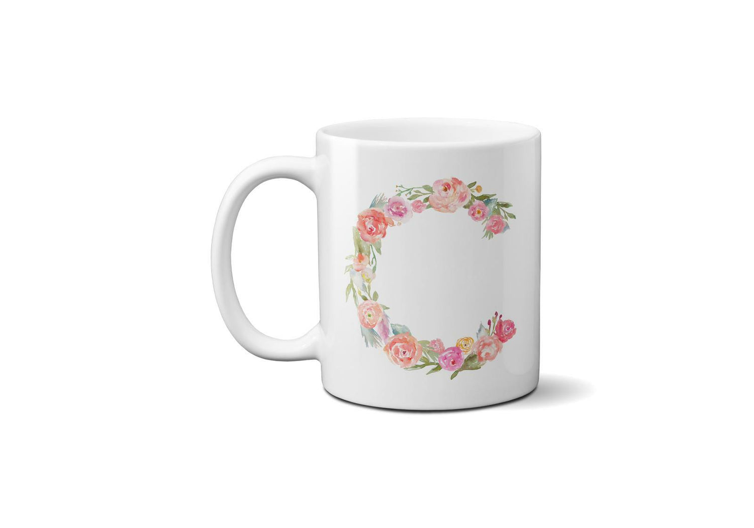Personalised Alphabet Floral Name Initial Letter Coffee Mug Gift 11oz Ceramic
