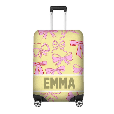 Pink Bows Girl Name Cute Gift Custom Luggage Cover Personalise Suitcase Protect