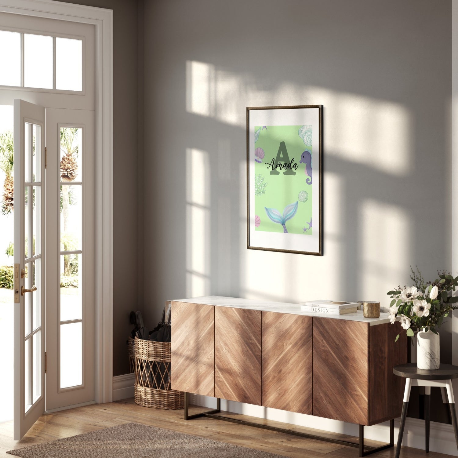 Personalised Name Mermaid Tail Monogram Wall Art Poster Picture Print Decor