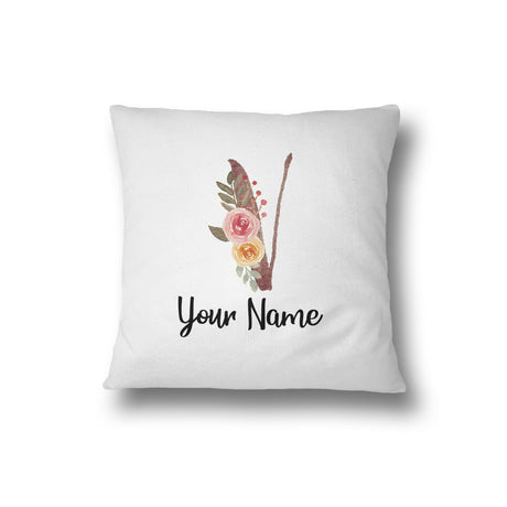 Personalised Floral Watercolour Hand Paint Effect Alphabet Floral Name Cushion