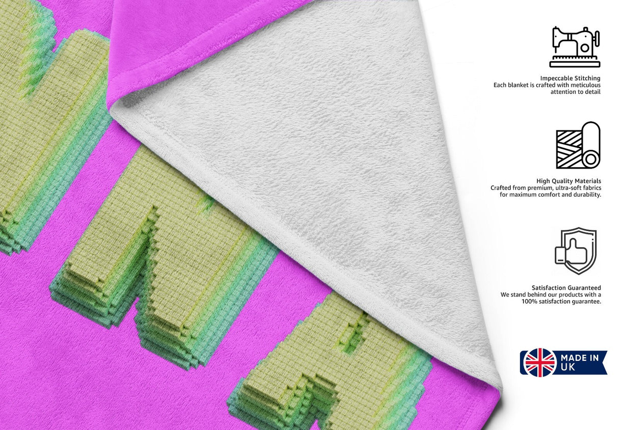 Personalised Any Name Bold Pixel 3D Any Colour Absorbent Beach Bath Sheet Towel