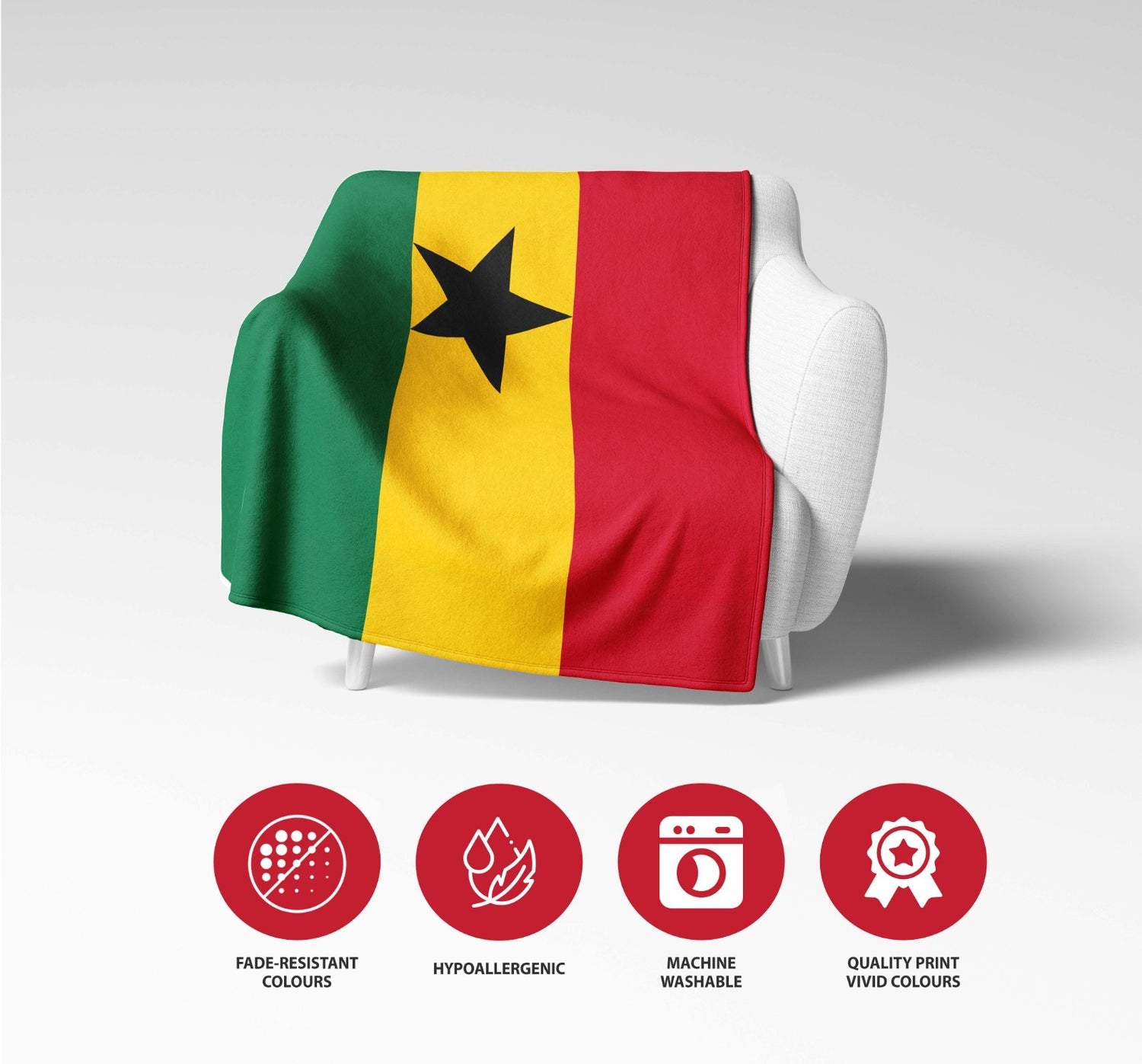 Ghana Flag Fleece Blanket Home Decor Throw Gift Custom Made Soft Warm Patriotic