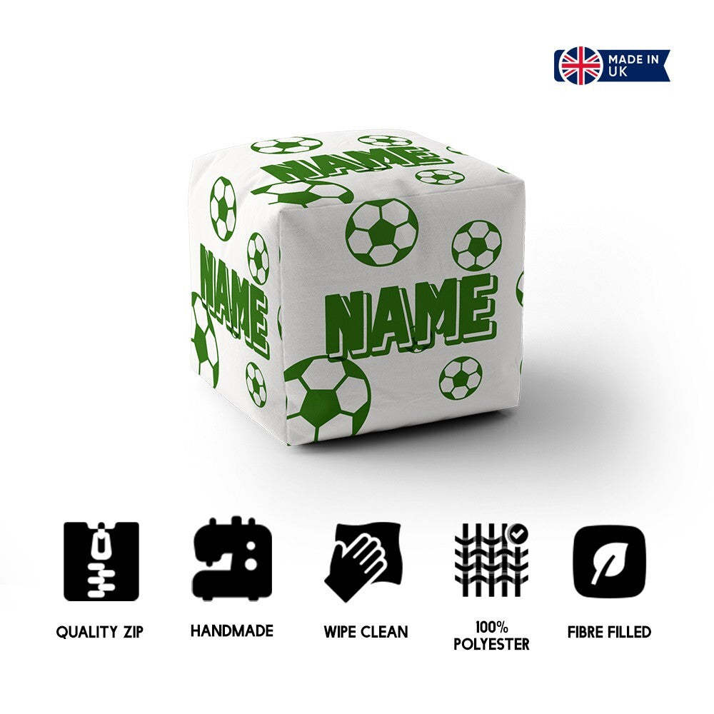 Personalised Custom Name Colour Footballers Ottoman Filled Pouffe Washable Cover