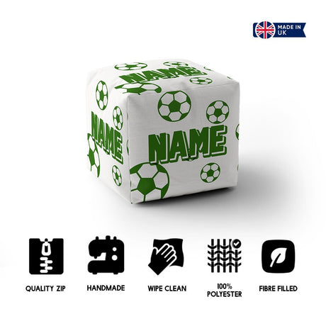 Personalised Custom Name Colour Footballers Ottoman Filled Pouffe Washable Cover