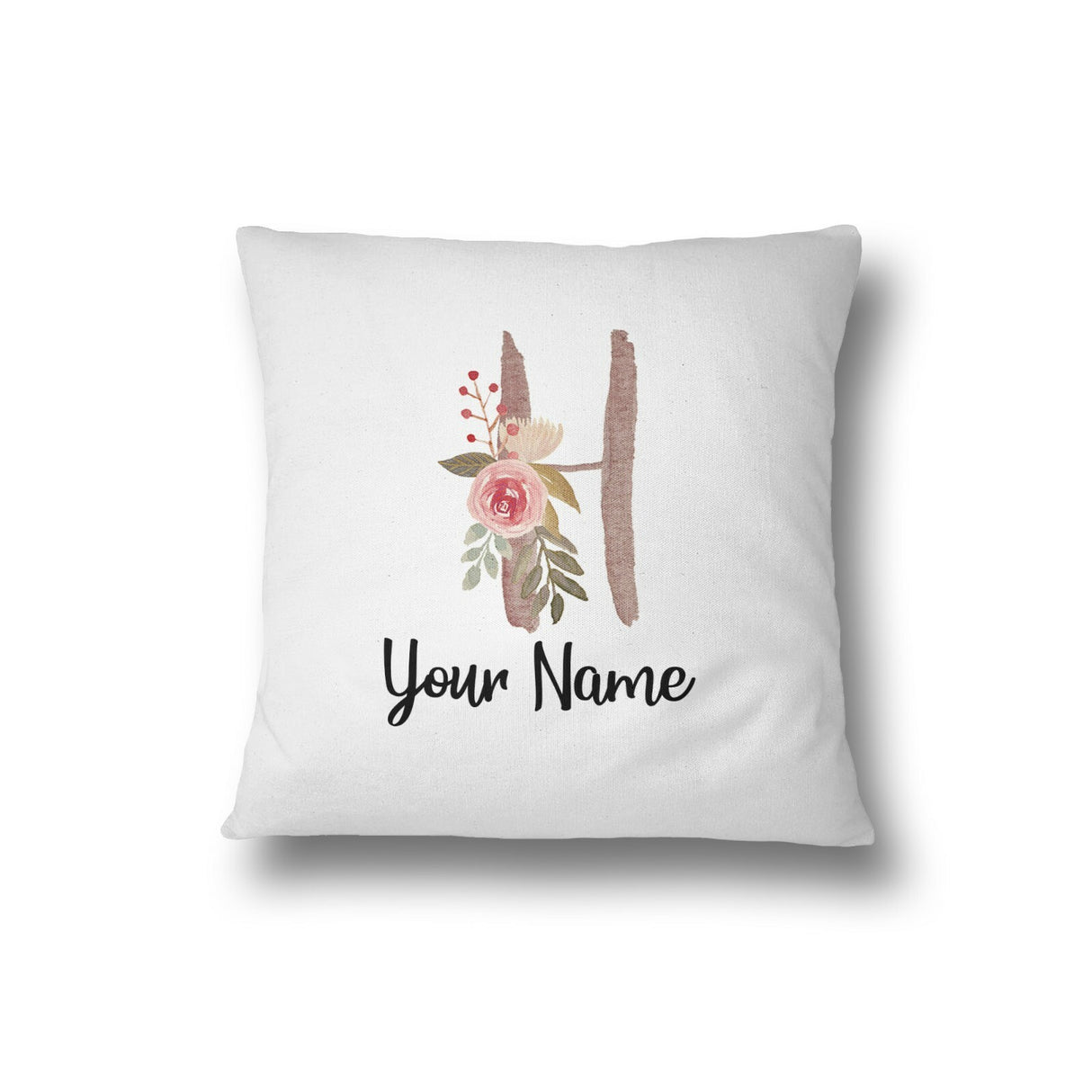 Personalised Floral Watercolour Hand Paint Effect Alphabet Floral Name Cushion