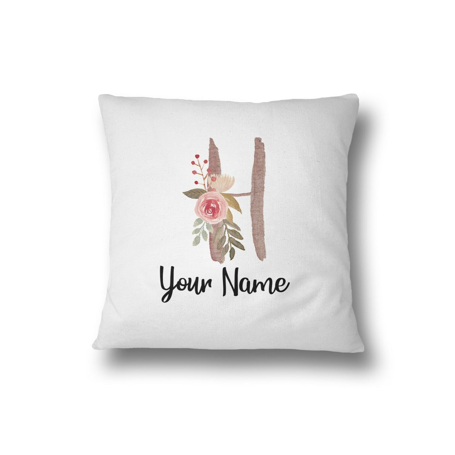 Personalised Floral Watercolour Hand Paint Effect Alphabet Floral Name Cushion