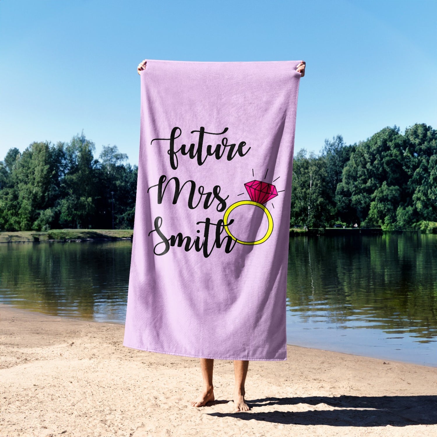 Future Mrs Fiancé Wife To Be Romantic Novelty Absorbent Beach Bath Sheet Towel