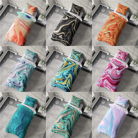 Liquid Marble Custom Design Coloured Soft Single Size Novelty Bed Duvet Cover