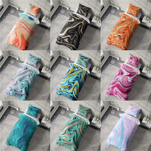 Liquid Marble Custom Design Coloured Soft Single Size Novelty Bed Duvet Cover