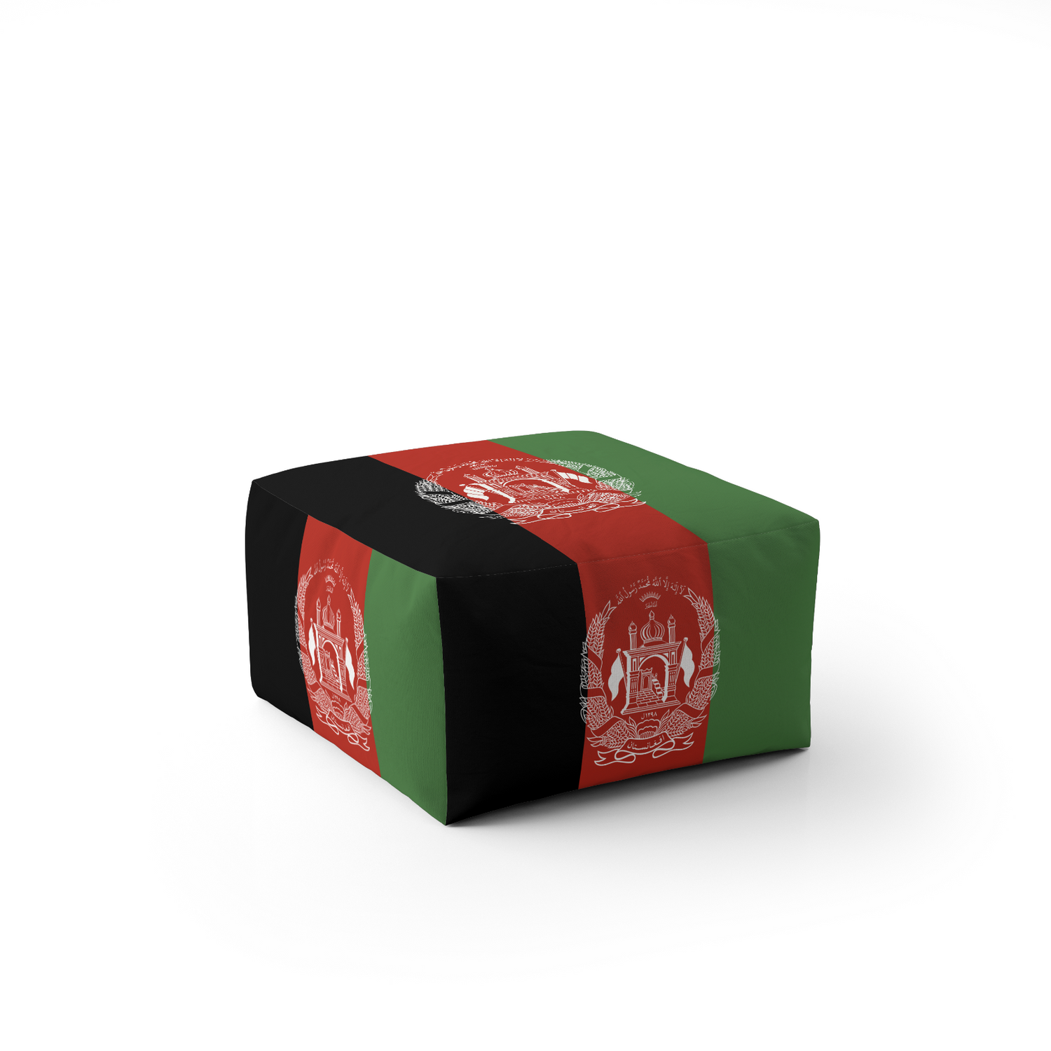 Afghanistan Flag Ottoman Filled Pouffe Footrest Washable Cover Soft Custom Gift