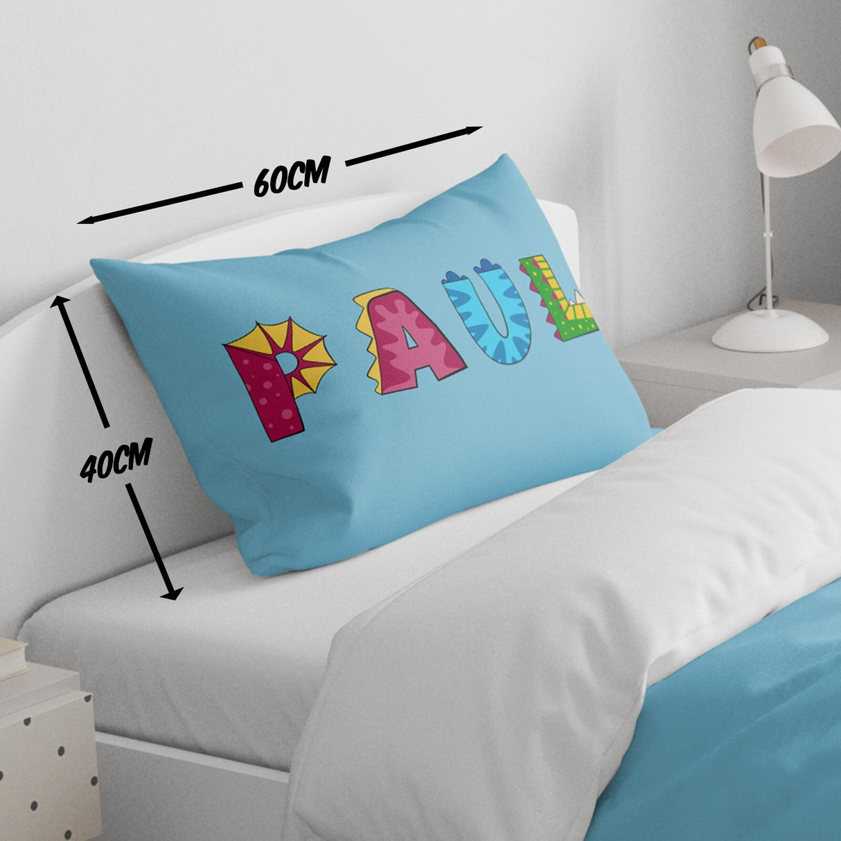 Personalised Name Dinosaur Alphabet Font Kids Cot Bed Duvet Cover + Pillowcase