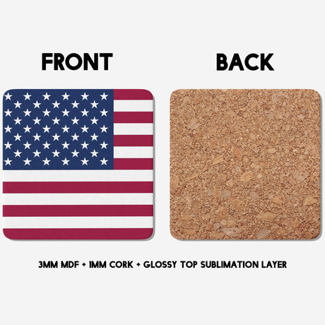 USA Flag America Design Coffee Tea Mug Cup Set Coaster Gift Him Her Custom Made