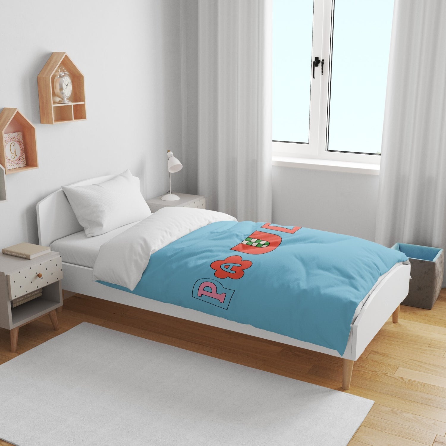 Personalised Name Ransom Note Cut Font Toddler Cot Bed Duvet Cover + Pillowcase