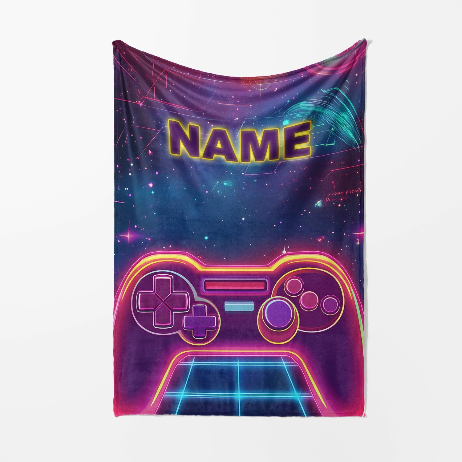 Personalised Name Gamer Gaming Controller Kids Soft Warm Fleece Blanket Decor