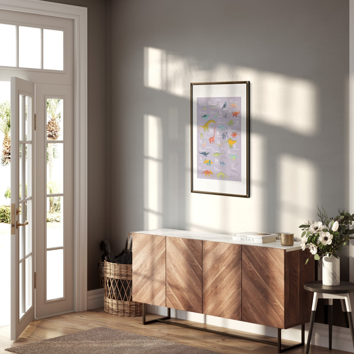 Personalised Dinosaur Alphabet Custom Name & Colour Wall Art Poster Print Decor