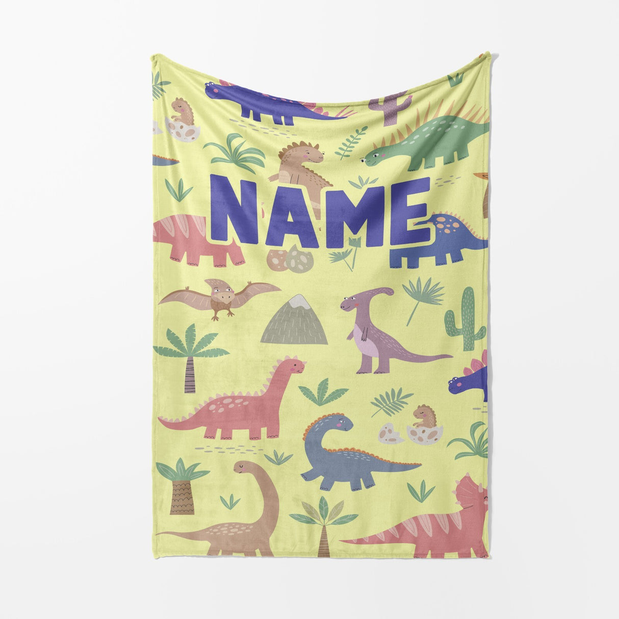 Personalised Custom Name Dinosaurs Clip Art Soft Warm Fleece Blanket Decoration