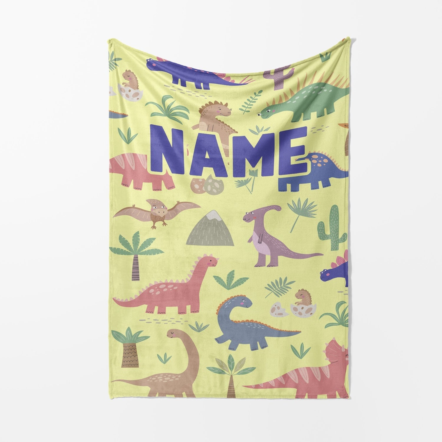 Personalised Custom Name Dinosaurs Clip Art Soft Warm Fleece Blanket Decoration