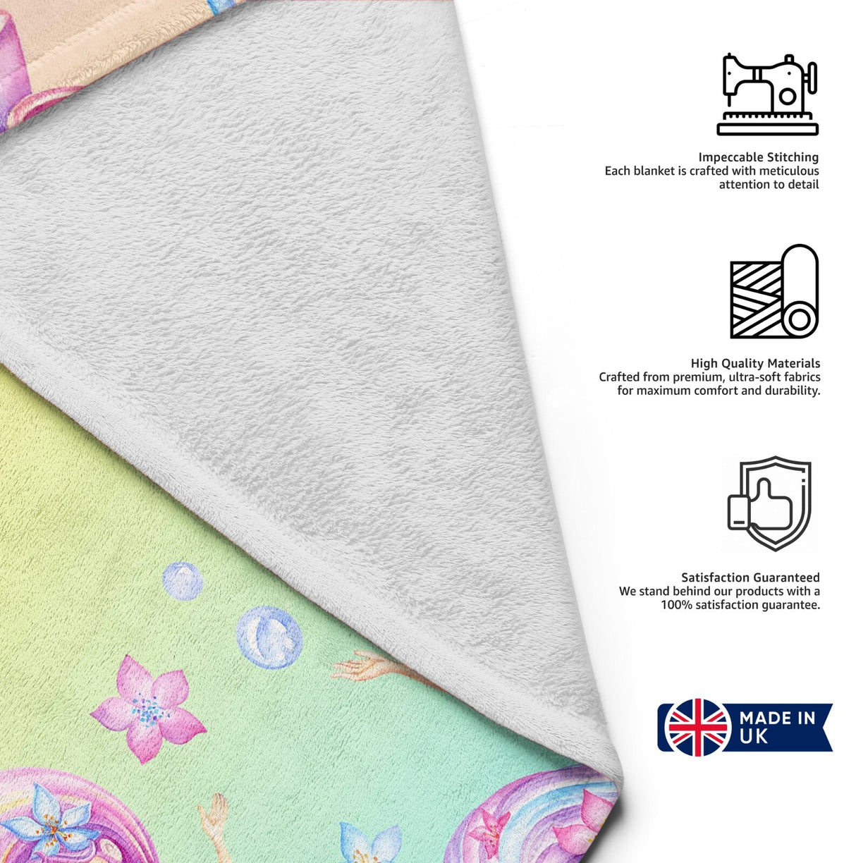 Personalised Name Mermaids + Jellyfish Mythical Soft Warm Fleece Blanket Decor