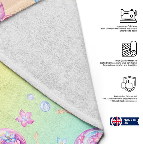 Personalised Name Mermaids + Jellyfish Mythical Soft Warm Fleece Blanket Decor