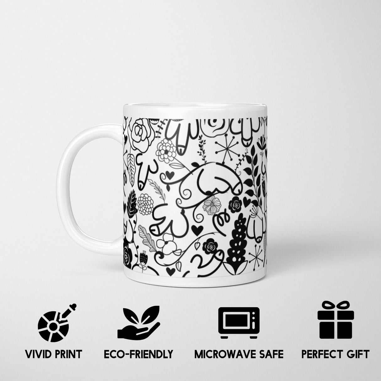 Floral Willy Print Rude Cheeky Funny Gift Coffee Tea Mug Coaster Option Him Her