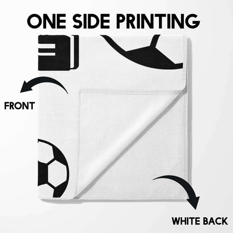 Personalised Custom Name Football Fan Kids Soft Absorbent Beach Bath Sheet Towel