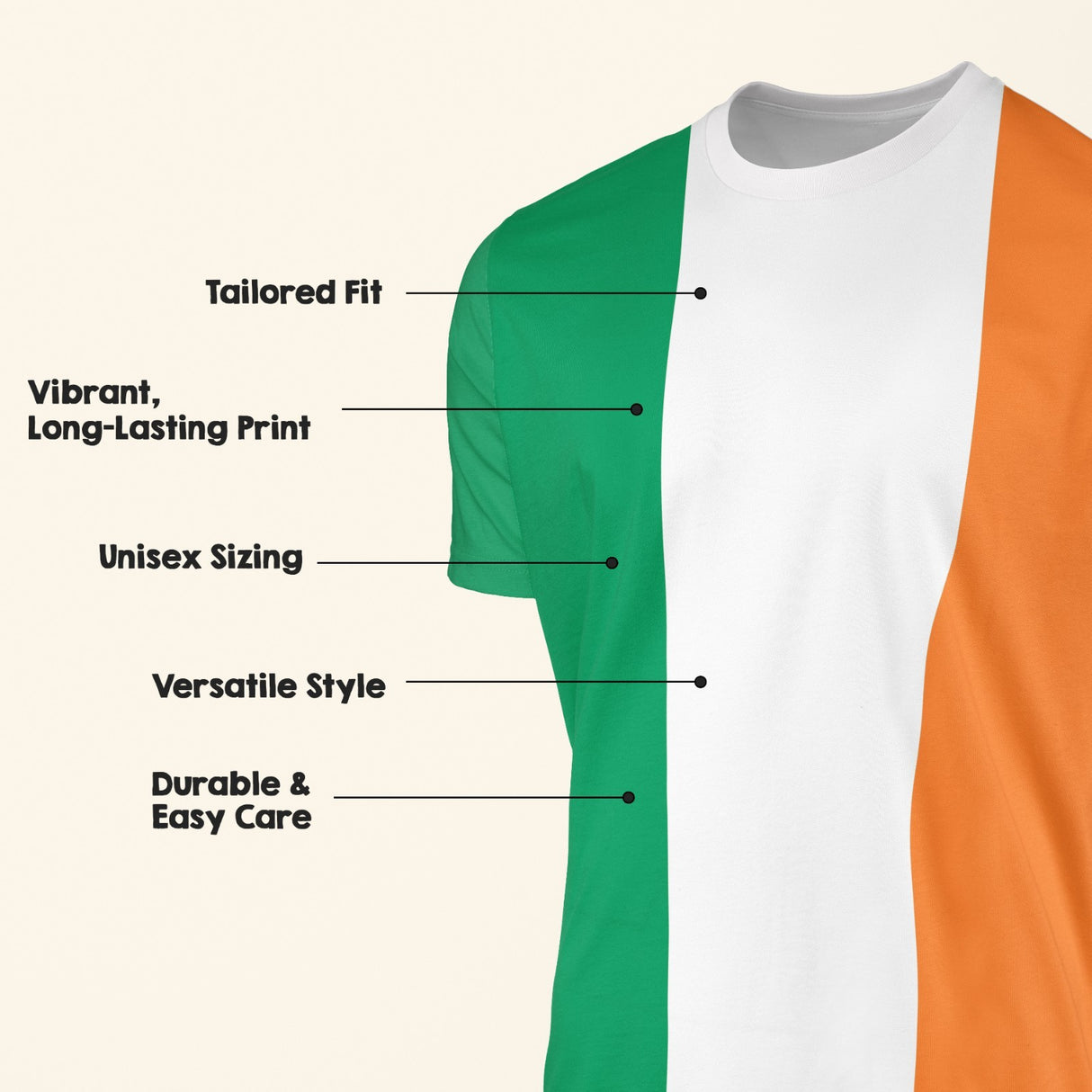 Irish Flag Ireland Custom All Over Printed Unisex T-Shirt Patriotic Tee Gift Top